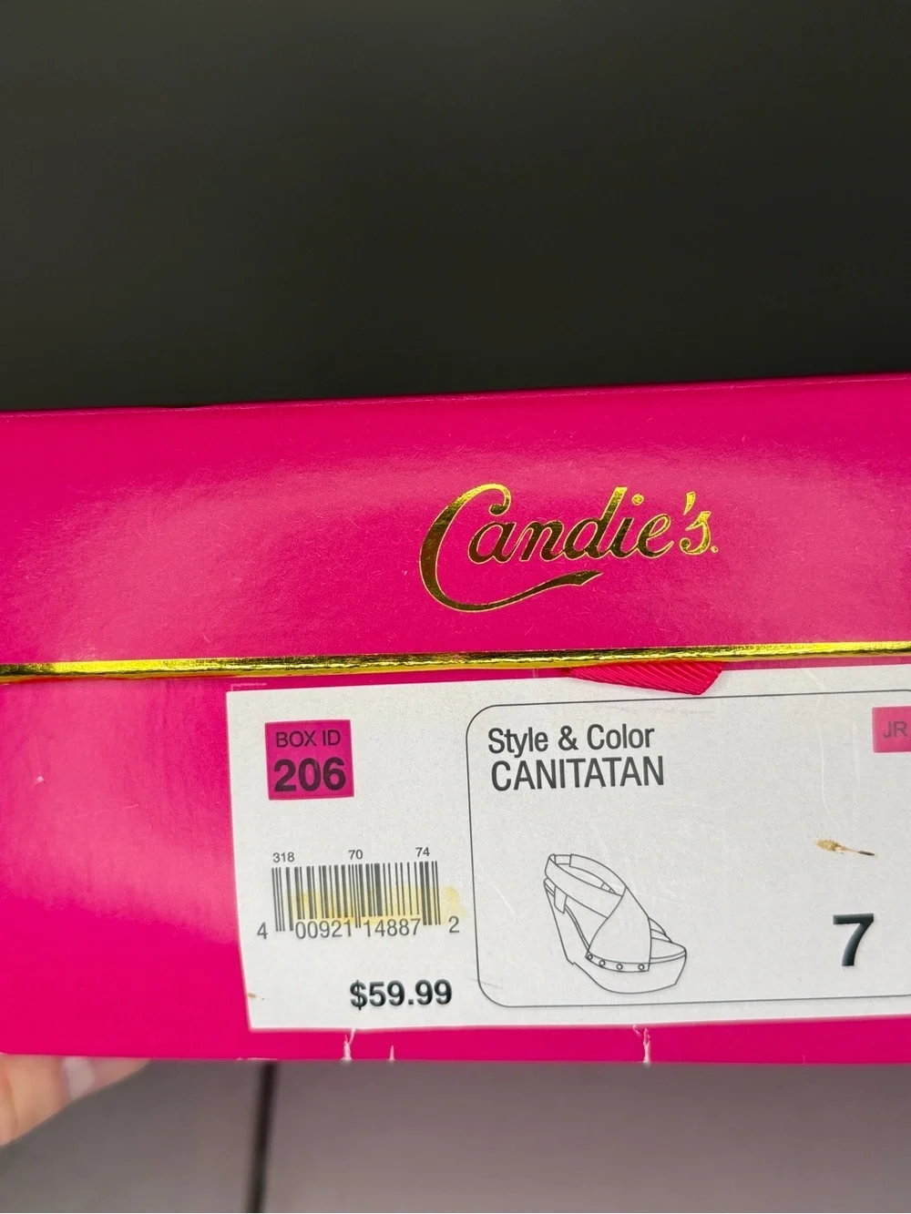Candie's Cognac Leather Platform Wedge Sandals